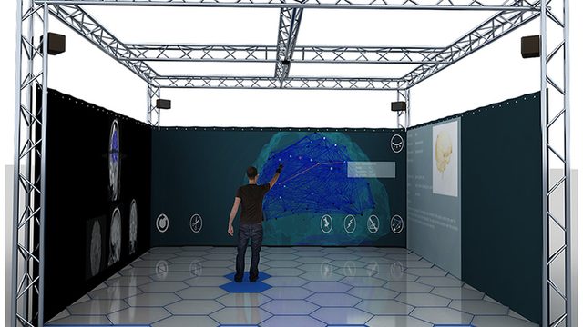 XIM mixed-reality room with interactive floor and projections